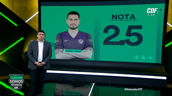 Gabriel Arias (2,5) | “Nuevamente comete errores. Bajo del arco es muy bueno, ataja, corta centros, pero parece que tuviera el fantasma de Bravo. Sale a destiempo, no sabe si ir o no ir, demuestra inseguridad. Tuvo errores garrafales”.