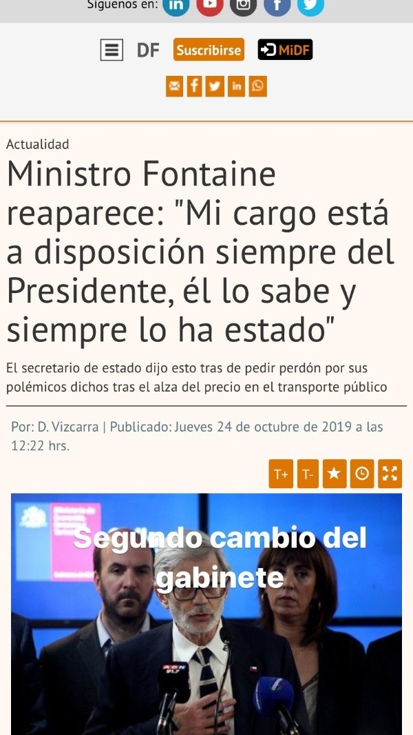 Luego cargó con Juan Andrés Fontaine, ministro de Economía que llamó a “madrugar” para tener una tarifa menor en la locomoción.