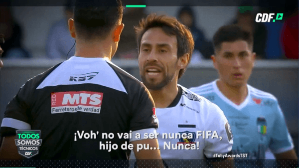 Premio Daniel Vilches al académico de la lengua: “el ganador es Jorge Valdivia, el Mago (por sus insultos al árbitro Ángelo Hermosilla)”.