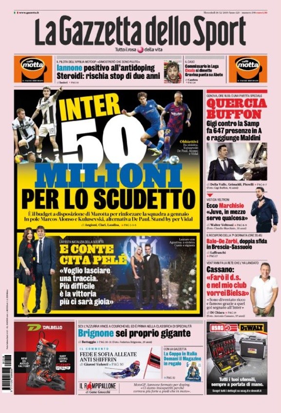 Vidal en la portada de La Gazzetta dello Sport
