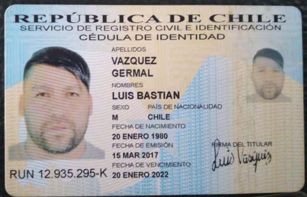 Carnet de identidad falso de Luis Núñez
