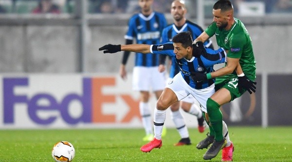 RAZGRAD, BULGARIA - FEBRUARY 20:  Alexis Sanchez of FC Internazionale in action  during the UEFA Europa League round of 16 first leg match between PFC Ludogorets Razgrad and FC Internazionale at Ludogorets Arena on February 20, 2020 in Razgrad, Bulgaria.  (Photo by Claudio Villa - Inter/Inter via Getty Images) *** Local Caption *** Alexis Sanchez-Not Released (NR)