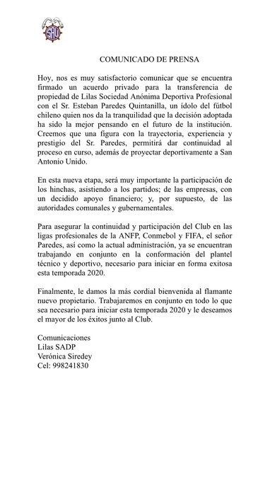 El comunicado oficial