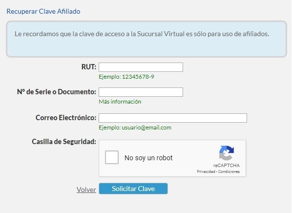 Estos datos tendrán que llenar para recuperar u obtener tu clave.