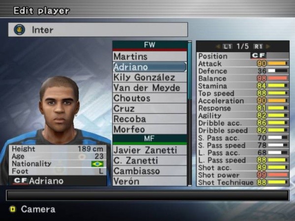 Adriano en PES de PS2