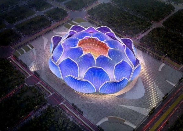 El estadio tiene un particular diseño de flor de loto
