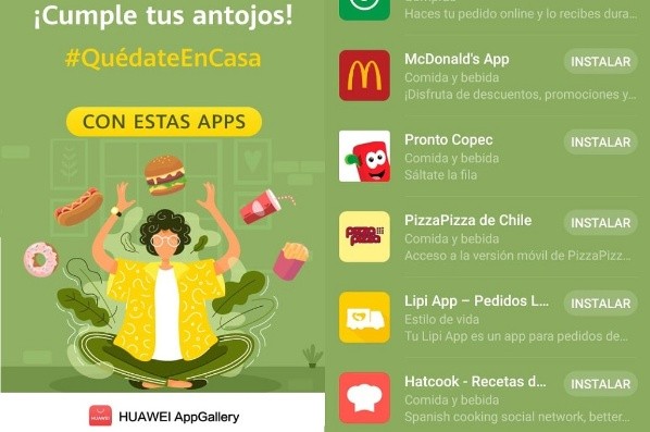 En la AppGallery de HUAWEI encontrarás una variedad de apps para pedir a domicilio.
