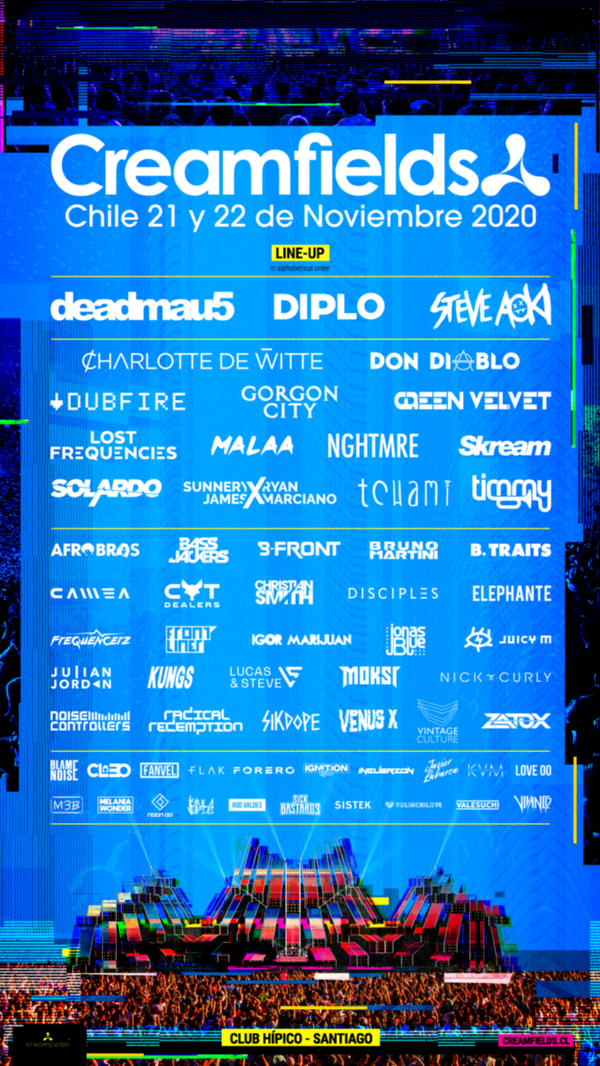 Este es el line up completo de Creamfields Chile 2020.