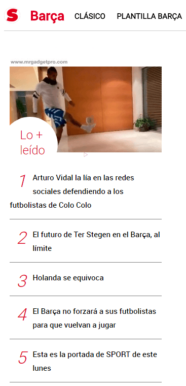 Vidal en el ránking de Diario Sport