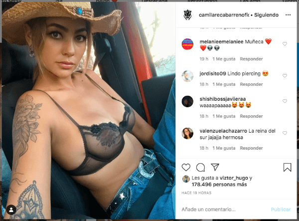 La publicación de Camila Recabarren.