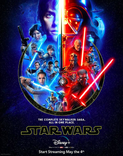 Hace poco, Star Wars llegó completa a Disney+ y Amazon Prime