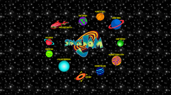 Así es la home de la web de Space Jam.