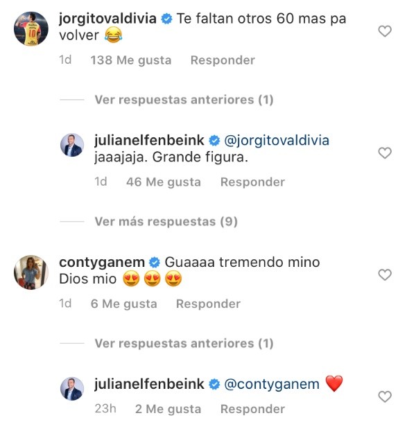Incluso el futbolista Jorge Valdivia no quedó indiferente ante la foto de Julián Elfenbein.
