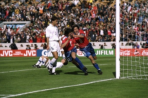 Marcelo Salas e Iván Zamorano dieron a la Selección Chilena goles que lo llevaron hasta el Mundial de Francia 98, donde hicieron un gran papel. Foto: Getty Images