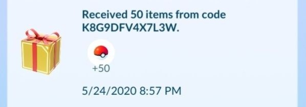 Código de regalo en Pokémon GO