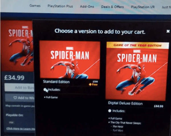 Así se ve Spider-Man en la tienda digital de PlayStation del Reino Unido