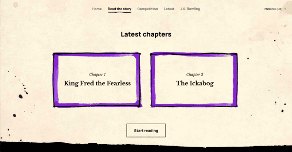 Así luce el sitio de &quot;The Ickabog&quot;, lo nuevo de J.K. Rowling.