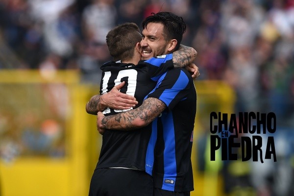 Pinilla y el Papu Gómez en el Atalanta de Bérgamo (Getty Images)
