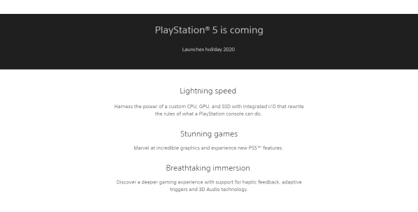 Características de PS5 en la web