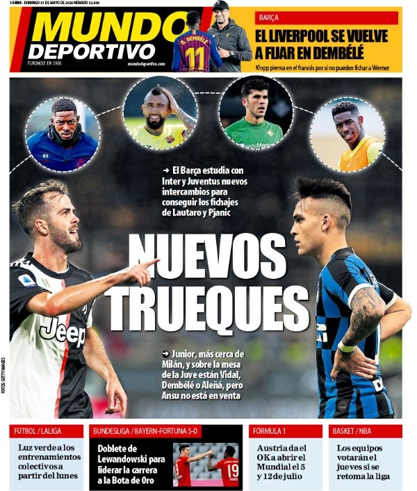 Vidal es protagonista en la portada de Mundo Deportivo
