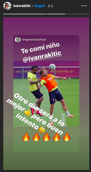 Iván Rakitic no aguantó la agrandada de Arturo Vidal en Instagram y le respondió con todo. Foto: Instagram