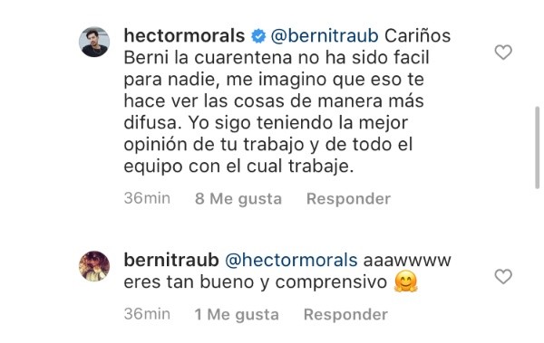 Las reacciones e intercambios finales de Berni Traub a Héctor Morales.