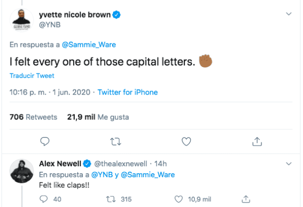 Yvette Nicole Brown reaccionando a la publicación de Samantha Ware sobre Lea Michele.