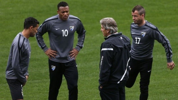 Manuel Pellegrini y Júlio Baptista en el Malaga