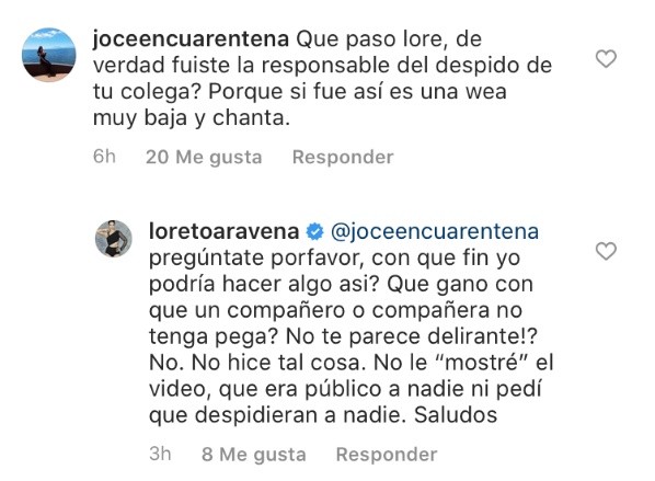 Loreto Aravena reacciona ante cuestionamientos por acusaciones de Héctor Morales.
