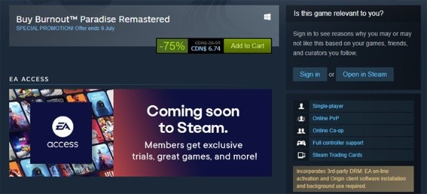 Steam anuncia la llegada de EA Acces