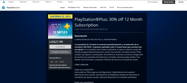 12 meses de PS Plus a $21.756