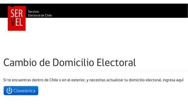 La plataforma del Servicio Electoral de Chile permite cambiar el domicilio.