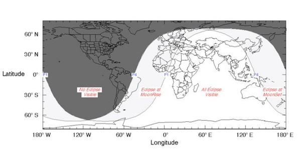 La NASa entregó un mapa de dónde se verá el Eclipse Lunar de hoy.