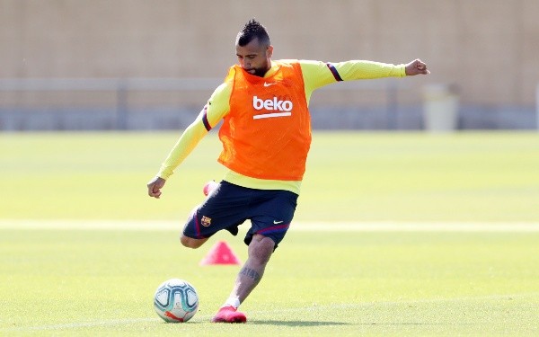 Arturo Vidal entrenando en con Barcelona
