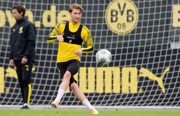 Emotivo entrenamiento tuvo el Borussia Dortmund esta semana, ya que Marco Reus, luego de una lesión, volvió a hacer trabajo futbolístico y podría ser la gran sorpresa de los visitantes este sábado. (Foto: Getty)