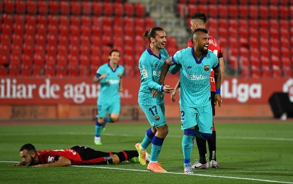 Pura felicidad fue Arturo Vidal el partido contra Mallorca, marcando así el primer gol nacional en Europa desde la suspensión por la pandemia. (Foto: Getty)