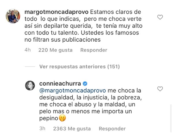 Las reacciones de Connie Achurra a los comentarios en Instagram. (2)