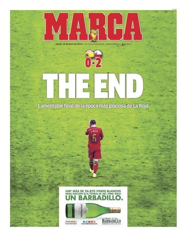 La portada de Marca el día siguiente al triunfo de Chile sobre España