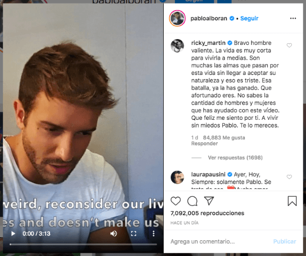 El comentario de Ricky Martin en la publicación de Pablo Alborán.