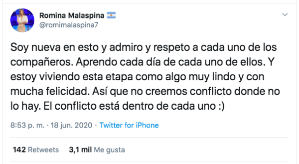La otra reacción de la ex chica reality Romina Malaspina ante el escándalo.