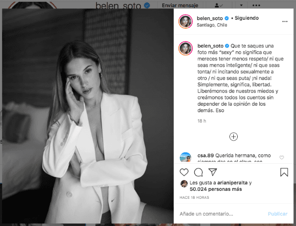 La potente publicación de Belén Soto en su Instagram.