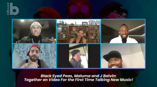 Una captura de la conversación que tuvo J Balvin, junto a Black Eyed Peas y Maluma.