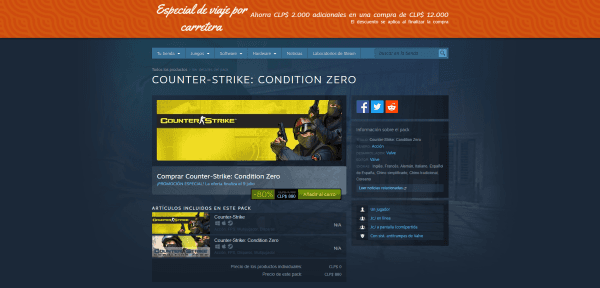 Counter-Strike 1,6 y Condition Zero a $880 en Steam