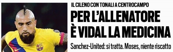 Arturo Vidal es nota central en la edición de este viernes de Tuttosport