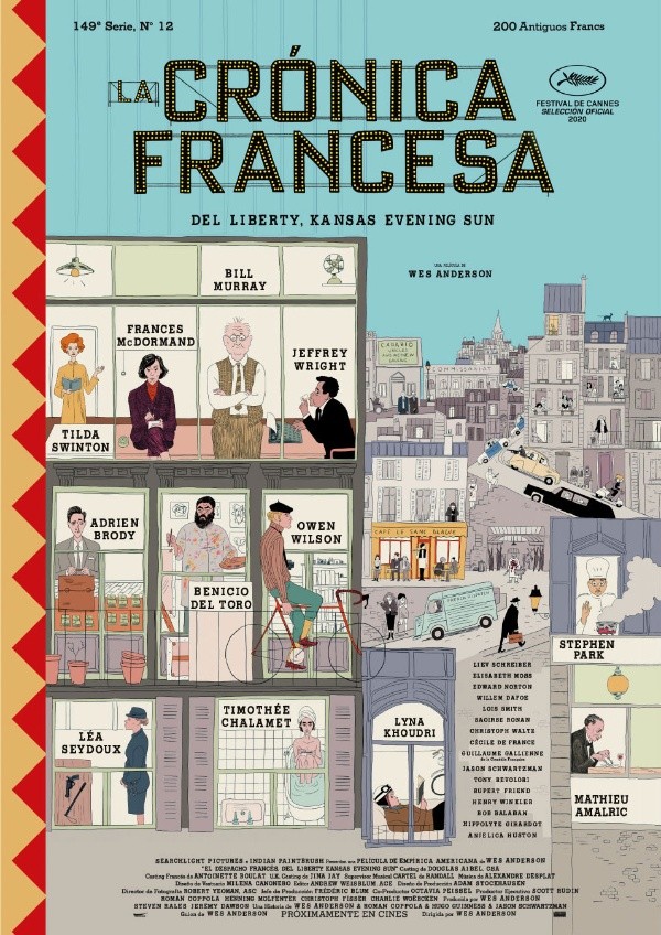 El afiche norteamericano para la esperada nueva película de Wes Anderson, “La Crónica Francesa”.