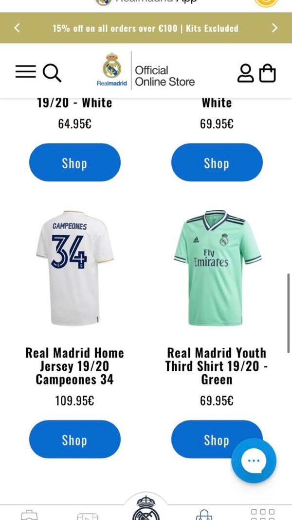 Por error la tienda del Real Madrid puso la camiseta a la venta (Pantallazo)