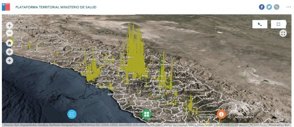 El Ministerio de Salud creó una plataforma que muestra los avances de la pandemia en cada zona de Chile.