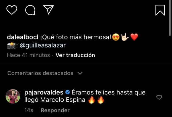 El comentario de Jaime Valdés sobre Marcelo Espina en el Instagram de DaleAlbo.