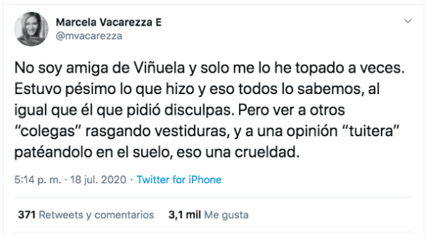 Marcela Vacarezza defiende a José Miguel Viñuela (1).