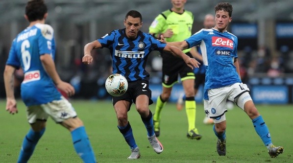during the Serie A match between FC Internazionale and SSC Napoli at Stadio Giuseppe Meazza on July 28, 2020 in Milan, Italy.-Not Released (NR) during the Serie A match between FC Internazionale and SSC Napoli at Stadio Giuseppe Meazza on July 28, 2020 in Milan, Italy.-Not Released (NR)